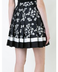 Черно-белая короткая юбка-солнце с цветочным принтом от Macgraw