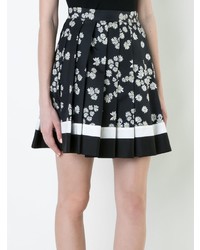 Черно-белая короткая юбка-солнце с цветочным принтом от Macgraw