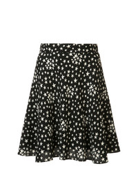 Черно-белая короткая юбка-солнце со звездами от Saint Laurent