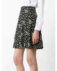 Черно-белая короткая юбка-солнце со звездами от Saint Laurent