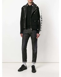 Мужская черно-белая косуха от DSQUARED2