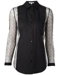 Женская черно-белая кружевная классическая рубашка от Carven