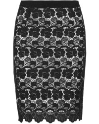 Черно-белая кружевная юбка-карандаш
