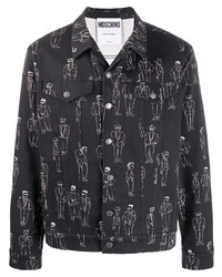 Мужская черно-белая куртка-рубашка с принтом от Moschino