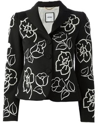 Женская черно-белая куртка с вышивкой от Moschino