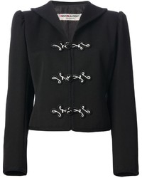 Женская черно-белая куртка с вышивкой от Saint Laurent
