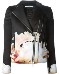 Черно-белая куртка с цветочным принтом