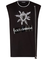 Мужская черно-белая майка с принтом от Dolce & Gabbana