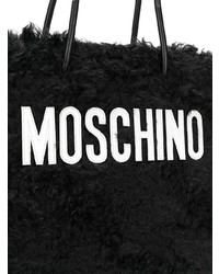 Черно-белая меховая большая сумка от Moschino