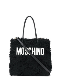 Черно-белая меховая большая сумка от Moschino