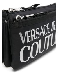 Мужская черно-белая поясная сумка из плотной ткани от VERSACE JEANS COUTURE