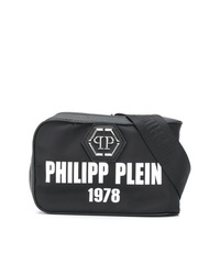 Мужская черно-белая поясная сумка из плотной ткани от Philipp Plein