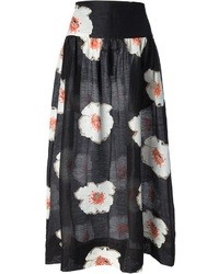 Черно-белая пышная юбка с цветочным принтом от Etoile Isabel Marant