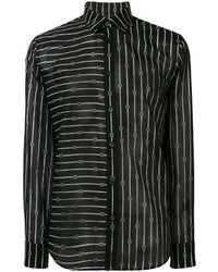 Мужская черно-белая рубашка с длинным рукавом в вертикальную полоску от Givenchy
