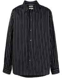 Мужская черно-белая рубашка с длинным рукавом в вертикальную полоску от Tom Wood