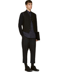 Мужская черно-белая рубашка с длинным рукавом в горошек от Yohji Yamamoto