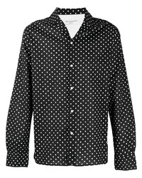 Мужская черно-белая рубашка с длинным рукавом в горошек от Officine Generale