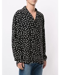 Мужская черно-белая рубашка с длинным рукавом в горошек от Dolce & Gabbana