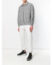 Мужская черно-белая рубашка с длинным рукавом в мелкую клетку от Golden Goose Deluxe Brand