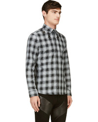 Мужская черно-белая рубашка с длинным рукавом в шотландскую клетку от Givenchy