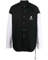 Мужская черно-белая рубашка с длинным рукавом с вышивкой от Mastermind Japan