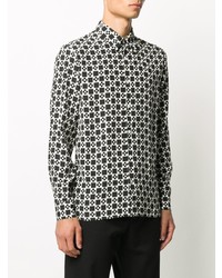 Мужская черно-белая рубашка с длинным рукавом с геометрическим рисунком от Sandro Paris