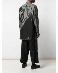 Мужская черно-белая рубашка с длинным рукавом с принтом от Yohji Yamamoto