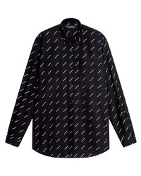 Мужская черно-белая рубашка с длинным рукавом с принтом от Balenciaga