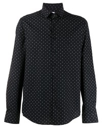 Мужская черно-белая рубашка с длинным рукавом с принтом от Calvin Klein