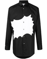 Мужская черно-белая рубашка с длинным рукавом с принтом от Comme Des Garcons SHIRT