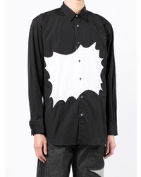 Мужская черно-белая рубашка с длинным рукавом с принтом от Comme Des Garcons SHIRT