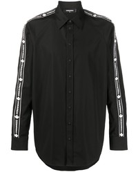 Мужская черно-белая рубашка с длинным рукавом с принтом от DSQUARED2