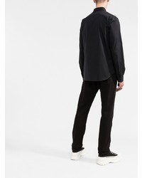 Мужская черно-белая рубашка с длинным рукавом с принтом от VERSACE JEANS COUTURE