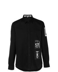 Мужская черно-белая рубашка с длинным рукавом с принтом от McQ Alexander McQueen