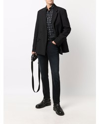 Мужская черно-белая рубашка с длинным рукавом с принтом от Karl Lagerfeld