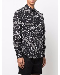Мужская черно-белая рубашка с длинным рукавом со звездами от Moschino