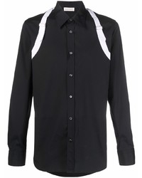 Мужская черно-белая рубашка с длинным рукавом от Alexander McQueen