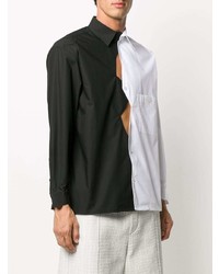Мужская черно-белая рубашка с длинным рукавом от Xander Zhou