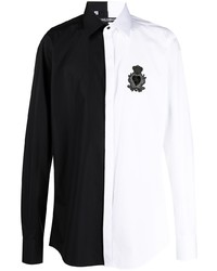 Мужская черно-белая рубашка с длинным рукавом от Dolce & Gabbana