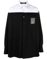 Мужская черно-белая рубашка с длинным рукавом от Raf Simons