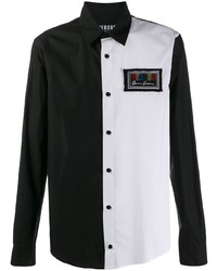 Мужская черно-белая рубашка с длинным рукавом от Versus