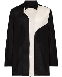 Мужская черно-белая рубашка с длинным рукавом от Yohji Yamamoto