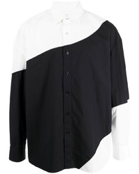 Мужская черно-белая рубашка с длинным рукавом от Yoshiokubo