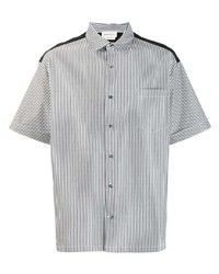 Мужская черно-белая рубашка с коротким рукавом в вертикальную полоску от Alexander McQueen
