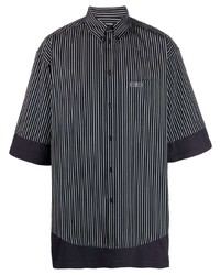 Мужская черно-белая рубашка с коротким рукавом в вертикальную полоску от Balenciaga