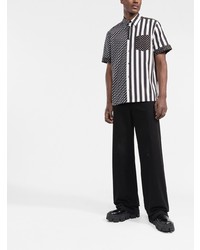Мужская черно-белая рубашка с коротким рукавом в вертикальную полоску от Dolce & Gabbana