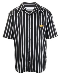 Мужская черно-белая рубашка с коротким рукавом в вертикальную полоску от Off-White