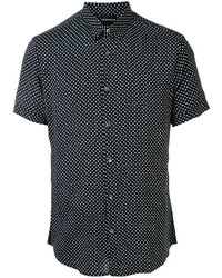 Мужская черно-белая рубашка с коротким рукавом в горошек от Emporio Armani