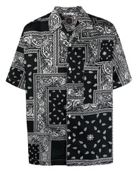 Мужская черно-белая рубашка с коротким рукавом с "огурцами" от Destin