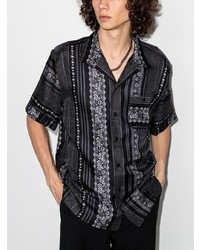Мужская черно-белая рубашка с коротким рукавом с "огурцами" от Dolce & Gabbana